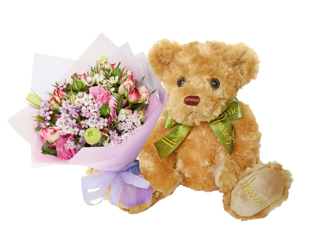 Florist Gift Set - Harrods Bear With Flower Bouquet NA16 - NVAB0213B1b Photo
